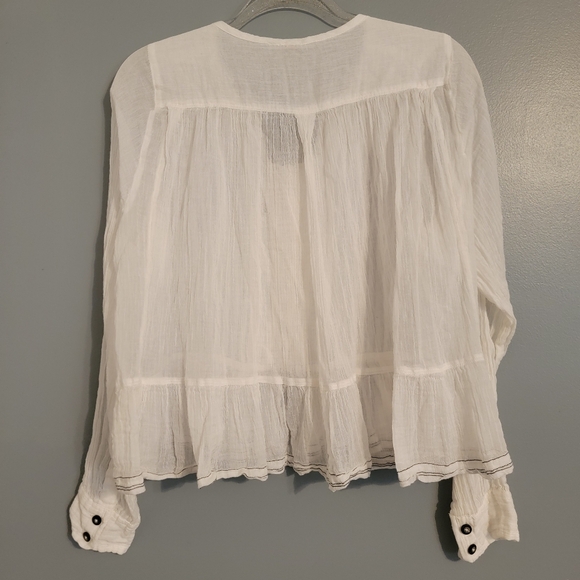Free People White Pintuck Peasant Blouse - Picture 2 of 8